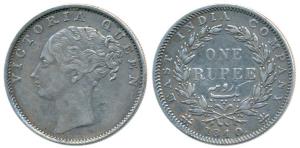 Victoria Queen, Silver Rupee, 1840, continuous legend, Calcutta Mint, Mule, English Head w