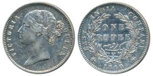 Victoria Queen, Silver Rupee, 1840, divided legend, Calcutta / Bombay Mint, WW raised, Un-