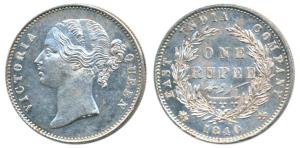 Victoria Queen, Silver Rupee, 1840, divided legend, Calcutta / Bombay Mint, WW raised, sep