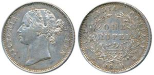 Victoria Queen, Silver Rupee, 1840, divided legend, Calcutta / Bombay Mint, WW raised, let