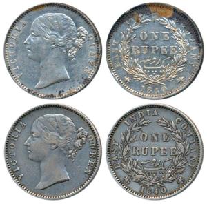 Victoria Queen, Silver Rupee, 1840 (2), divided legend, Madras Mint, WWS raised, 28 Berrie