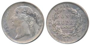 Victoria Queen, Silver Rupee, 1840, divided legend, Madras Mint, WWB raised, dot after B, 