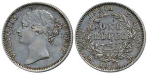 Victoria Queen, Silver Rupee, 1840, divided legend, Madras Mint, WWR raised, dot after B, 