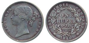 Victoria Queen, Silver Rupee, 1840, divided legend, Madras Mint, WWB raised, 29 Berries (1