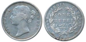 Victoria Queen, Silver Rupee, 1840, divided legend, Calcutta Mint, Mule, WW raised, 25 Ber