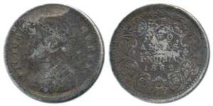 Victoria Queen, Silver 2 Annas, 1862, Madras Mint, (Prid 487). Fine+, Rare.