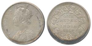 Victoria Queen, Silver Rupee, 1862, Madras Mint, B / II, re-engraving of the hair at the n
