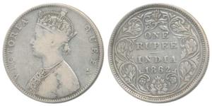 Victoria Queen, Silver Rupee, 1862, Bombay Mint, D / IIa, double lines to the curves of th