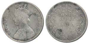 Victoria Queen, Silver Rupee, 1862, Calcutta Mint, B / III, 150 ridges, 30.6 mm, (Prid 60)