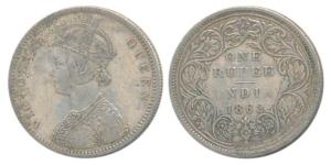 Victoria Queen, Silver Rupee, 1862, Calcutta Mint, Mule, A / II, only crescent/ no ’v’, Ro