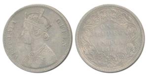 Victoria Queen, Silver Rupee, 1862, Calcutta Mint, A / III, without crescent, (Prid 65). V