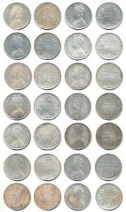 Victoria Queen, Silver Rupee, 1862 (14), Bombay Mint, an Assorted lot of different dot var