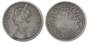 Victoria Queen, Silver Rupee, 1862, Bombay Mint, A / II / 2 / 0, (Prid 70). Very Fine, Ver