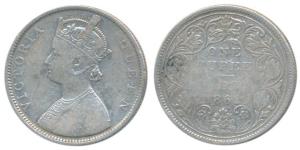 Victoria Queen, Silver Rupee, 1862, Bombay Mint, B / II / 3 / 0, dots not in one line, Unl