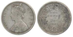 Victoria Queen, Silver Rupee, 1862, Bombay Mint, B / II / 4 / 0, Unlisted in Pridmore. Abo