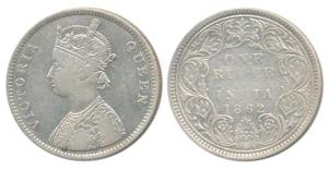 Victoria Queen, Silver Rupee, 1862, Bombay Mint, A / I / 0 / 3, (Prid 74-A). About Very Fi