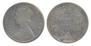 Victoria Queen, Silver Rupee, 1862, Bombay Mint, A / II / 2 / 4, (Prid 84). About Fine, Ve