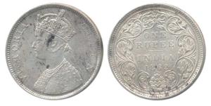 Victoria Queen, Silver Rupee, 1862, Bombay Mint, B / II / 0 / 5, Unlisted in Pridmore. Ver