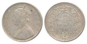 Victoria Queen, Silver Rupee, 1862, Bombay Mint, B / II / 0 / 6, Unlisted in Pridmore. Ver