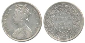 Victoria Queen, Silver Rupee, 1862, Bombay Mint, B / II / 0 / 10, Unlisted in Pridmore. Ab