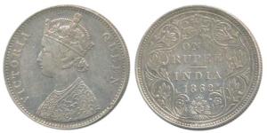 Victoria Queen, Silver Rupee, 1862, Bombay Mint, A / II / 0 / 11, (Prid 94). About Extreme