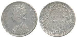 Victoria Queen, Silver Rupee, 1862, Bombay Mint, A / II / 1 / 10, (Prid 95). Very Fine+, V
