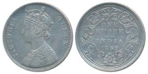 Victoria Queen, Silver Rupee, 1862, Bombay Mint, A / II / 1 / 11, (Prid 101). Fine+, Very 
