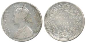 Victoria Queen, Silver Rupee, 1862, Bombay Mint, A / II / 0 / 14, Unlisted in Pridmore. Fi