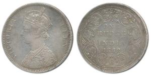 Victoria Queen, Silver Rupee, 1862, Bombay Mint, A / II / 2 / 1, correctly 1/1 but top dot
