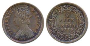 Victoria Empress, Copper ½ Pice, 1885, Calcutta Mint, (Prid 717). Uncirculated and evenly 