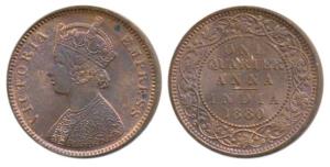 Victoria Empress, Copper ¼ Anna, 1880, Calcutta Mint, C below date on centre bead, (Prid 6