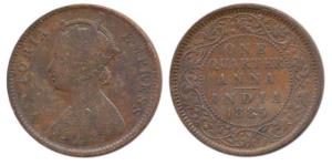 Victoria Empress, Copper ¼ Anna, 1885, Calcutta Mint, C below date on centre bead, (Prid 6