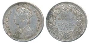 Victoria Empress, Silver ¼ Rupee, 1877, Bombay Mint, B / I / dot, (Prid 409). Very Fine+, 