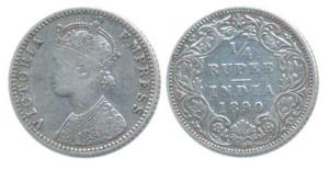 Victoria Empress, Silver ¼ Rupee, 1890, Bombay Mint, C / I / B incuse, Unlisted in Pridmor