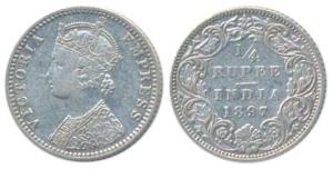 Victoria Empress, Silver ¼ Rupee, 1897, Bombay Mint, C / I / B incuse, ’7’ in date struck 