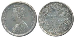 Victoria Queen, Silver ½ Rupee, 1876, Bombay Mint, B2 / II / dot, (Prid 287). Very Fine, R