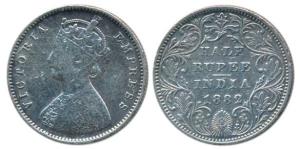Victoria Empress, Silver ½ Rupee, 1882, Bombay Mint, A / II / dot, base stroke of 2 is thi