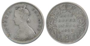 Victoria Empress, Silver ½ Rupee, 1888, Bombay Mint, A / II / B raised, (Prid 298). Very F