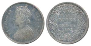 Victoria Empress, Silver ½ Rupee, 1892, Calcutta Mint, A / I / C incuse, (Prid 276). Very 