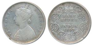Victoria Empress, Silver ½ Rupee, 1893, Calcutta Mint, A / I / C incuse, (Prid 277). About