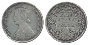 Victoria Empress, Silver ½ Rupee, 1898, Calcutta Mint, A / I / C incuse, (Prid 280). Very 