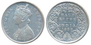 Victoria Empress, Silver ½ Rupee, 1899, Calcutta Mint, A / I / C incuse, (Prid 282). About