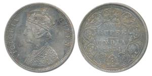 Victoria Queen, Silver Rupee, 1874, Bombay Mint, C1 / II / No mint mark, (Prid 141). Very 