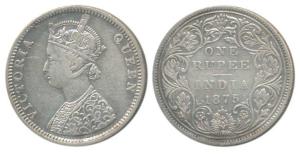 Victoria Queen, Silver Rupee, 1875, Bombay Mint, C1 / II / dot, (Prid 144). Very Fine+, Ra