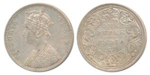 Victoria Queen, Silver Rupee, 1876, Bombay Mint, A2 / II / dot, (Prid 147). Extremely Fine