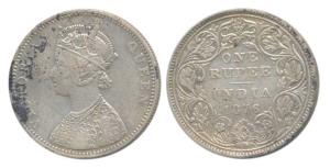 Victoria Queen, Silver Rupee, 1876, Bombay Mint, A5 / II / dot, obv. without crescent and 