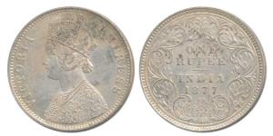 Victoria Empress, Silver Rupee, 1877, Bombay Mint, A2 / I / dot, Unlisted in Pridmore. Ext