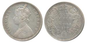 Victoria Empress, Silver Rupee, 1879, Bombay Mint, A3 / II / dot, (Prid 153). Very Fine+.
