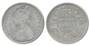 Victoria Empress, Silver Rupee, 1879, Bombay Mint, A3 / II / No mint mark, Unlisted in Pri