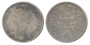 Victoria Empress, Silver Rupee, 1879, Bombay Mint, A3 / IV / No mint mark, Unlisted in Pri